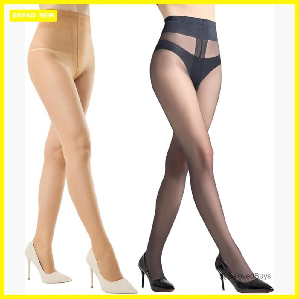 Rip Resistant Pantyhose Sheer Tights Control Top High Waist 10D